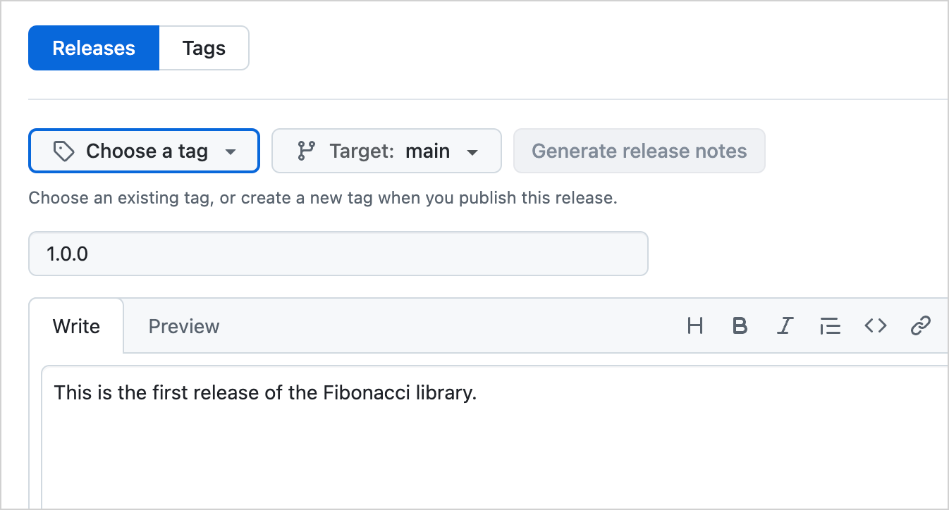 在 GitHub 上创建发布