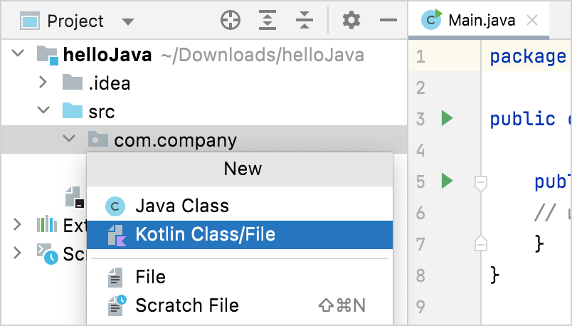 添加新的 Kotlin 文件类