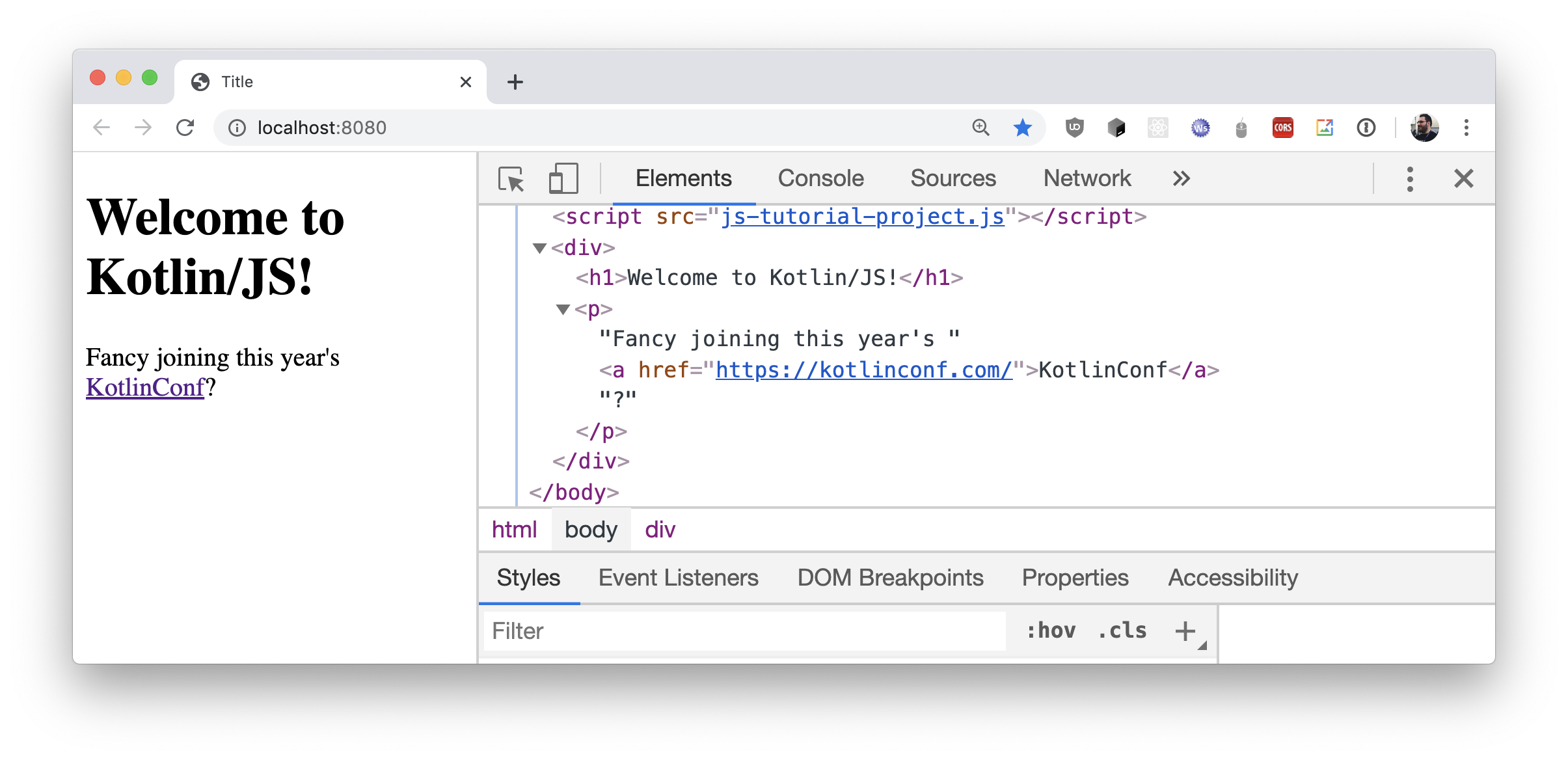 从 kotlinx.html 渲染的网站