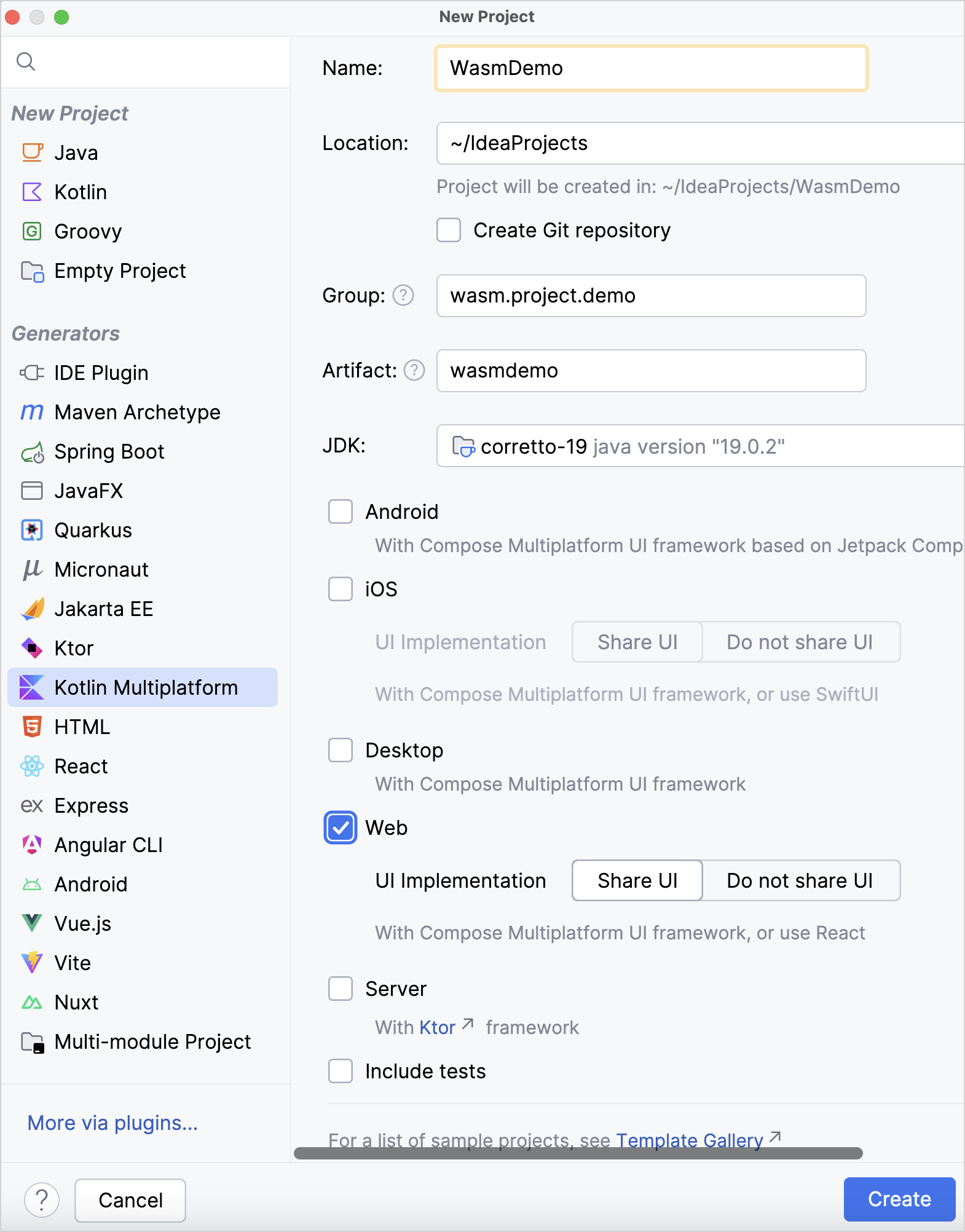 Kotlin Multiplatform wizard